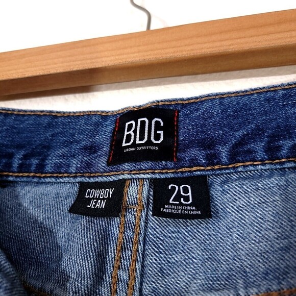 URBAN OUTFITTERS BDG High Rise Straight Cowboy Jean Denim Western Patchwork 29 - Picture 2 of 10